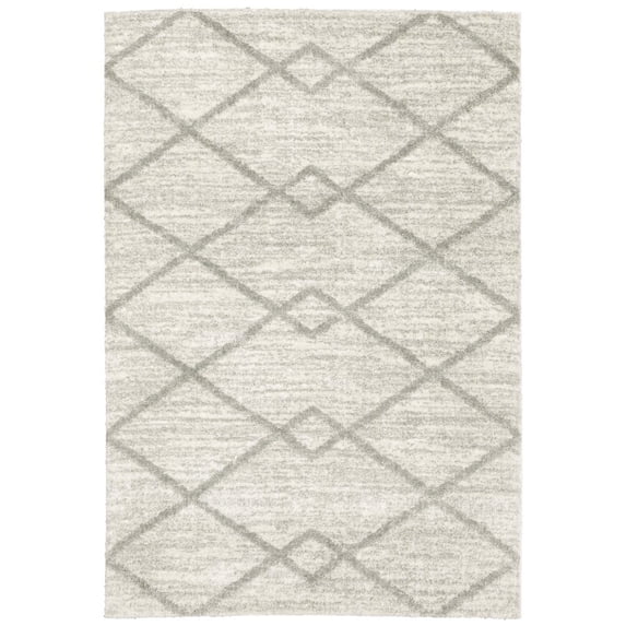 Oriental Weavers Verona Area Rug - 143W6 - 9'10" x 12'10" - in Ivory/ Gray - Plush Soft Shag, Modern Style, Stain Resistant, Cushion Feel, Family, Dining, Living Room Rug