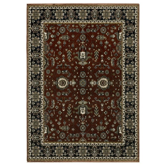 Oriental Weavers Vivian Area Rug - VI05X - 2'3" x 7'6" - in Red/ Navy - Vintage Inspired, Stain Resistant, Family and Pet Friendly , Entryway, Hallway Runner Rug