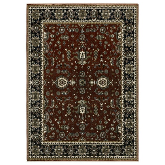 Oriental Weavers Vivian Area Rug - VI05X - 3'10" x 5'5" - in Red/ Navy - Vintage Inspired, Stain Resistant, Family and Pet Friendly , Entrway, Bedroom Rug