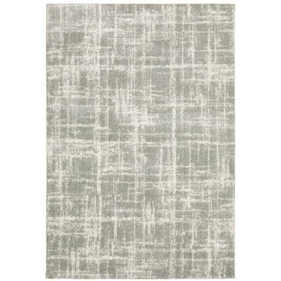 Oriental Weavers Verona Area Rug - 142E6 - 5'3" x 7'6" - in Grey/ Ivory - Plush Soft Shag, Modern Style, Stain Resistant, Cushion Feel, Bedroom, Office Rug