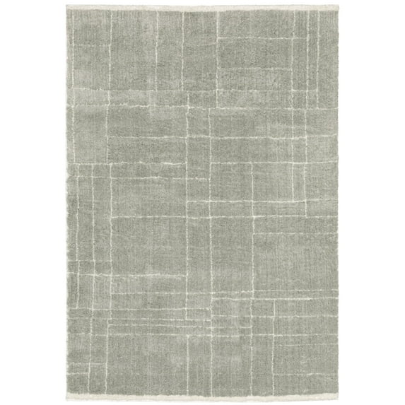 Oriental Weavers Verona Area Rug - 752G6 - 2'3" x 7'6" - in Grey/ Ivory - Plush Soft Shag, Modern Style, Stain Resistant, Cushion Feel, Entryway, Hallway Runner Rug