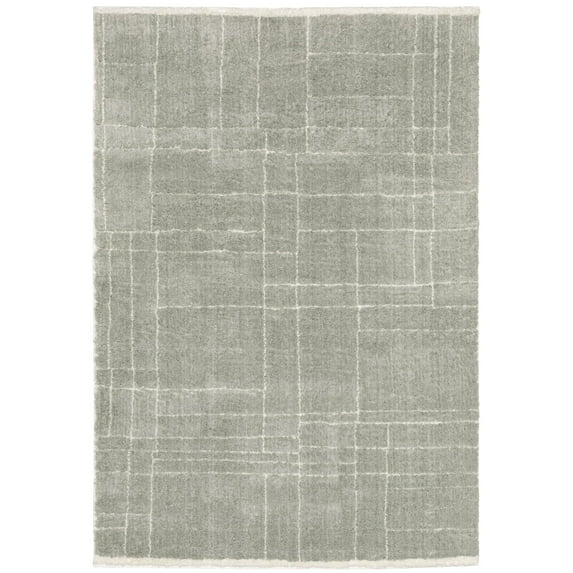 Oriental Weavers Verona Area Rug - 752G6 - 5'3" x 7'6" - in Gray/ Ivory - Plush Soft Shag, Modern Style, Stain Resistant, Cushion Feel, Bedroom, Office Rug