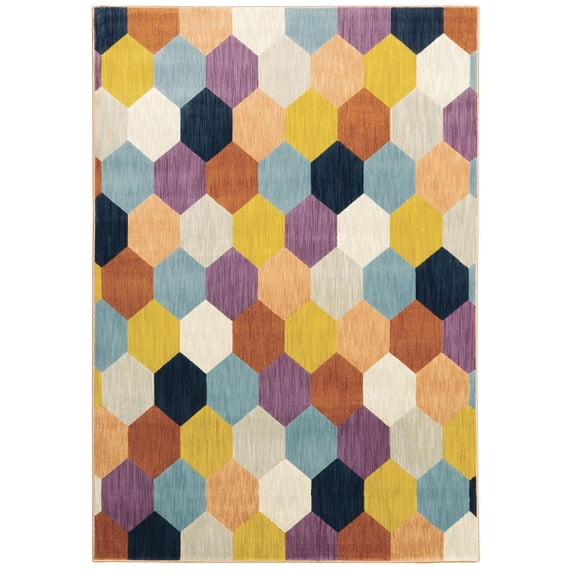 Sphinx Xanadu Area Rug 093W6 Casual Multi Grid Hexagon 9' 10" x 12' 10" Rectangle