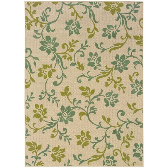 Oriental Weavers of America Makatea Floral Indoor/Outdoor Polypropylene Rug, Ivory