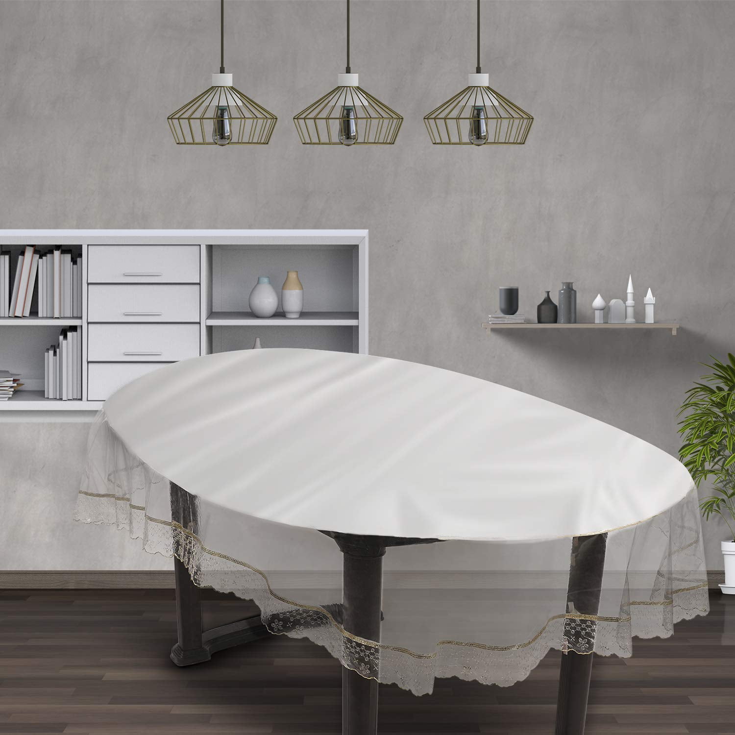 OrientalWeavers PVC Transparent Reversible Solid Oval Dining Table ...