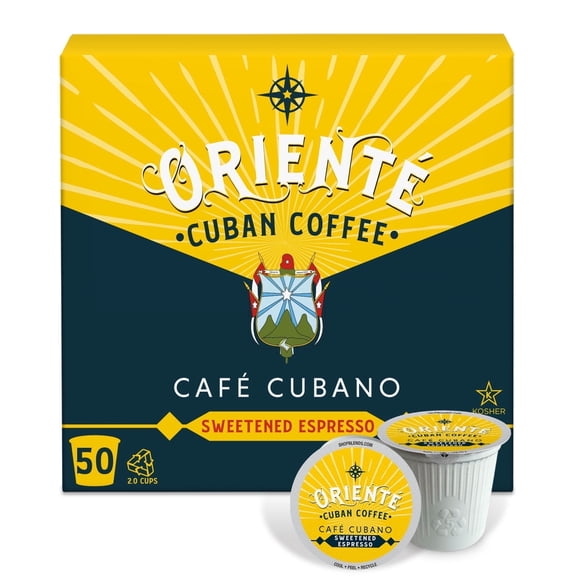 Oriente Cuban Coffee Roasters - Dark Roast Cafe Cubano Coffee - 50ct. - Solar Energy Produced Dark Roast Coffee Pods - Authentic Cuban Coffee Inspired Style - KCup Compatible