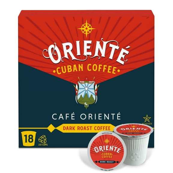 Oriente Cuban Coffee Roasters, Dark Roast Cuban Coffee Pods, Compatible w/ K-Cup Brewers 18 ct