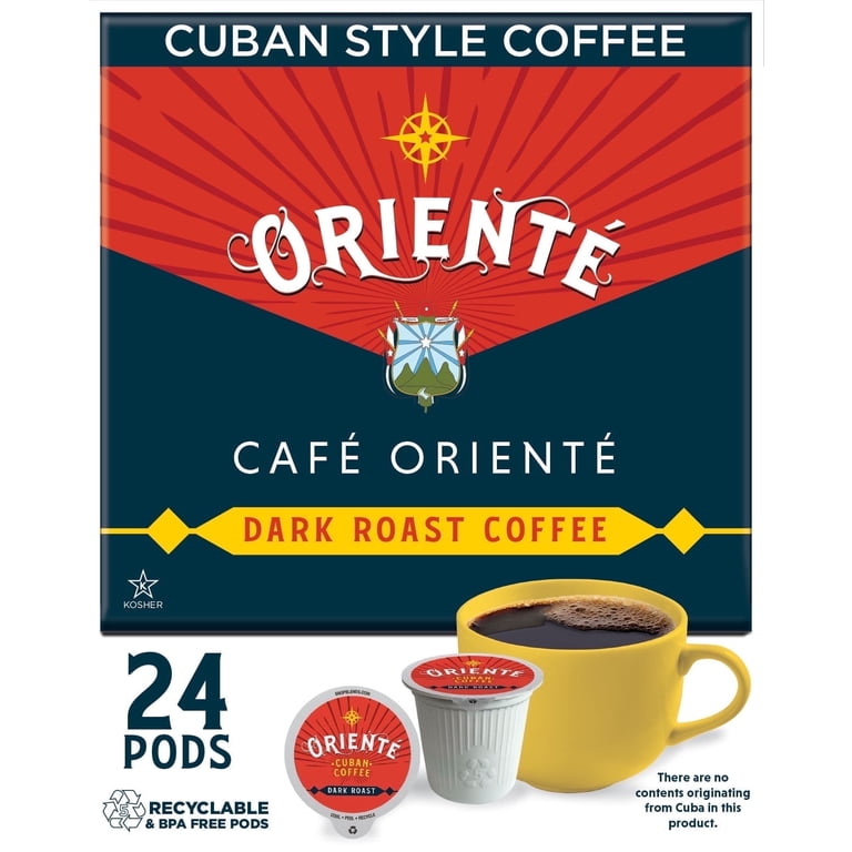 Oriente Cuban Coffee Roasters, Dark Roast Cuban Coffee Pods, Compatible w/  K-Cup Brewers 24 ct