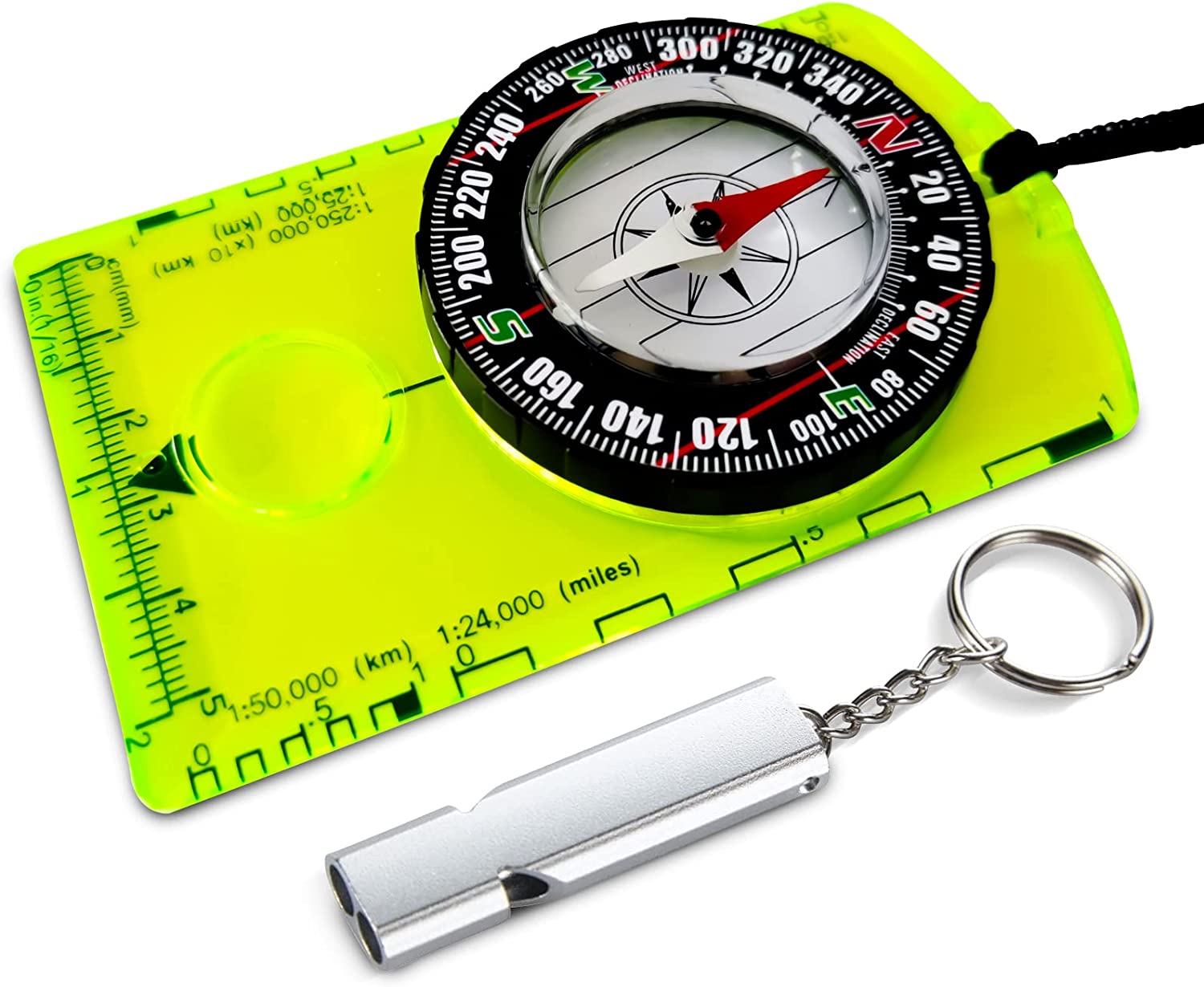 Orienteering Compass with Survival Whistle Advanced Boy Scout Compass