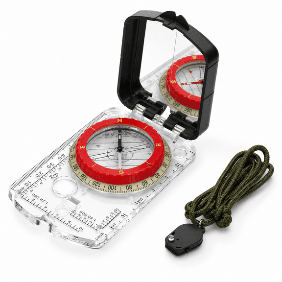 Orienteering Mirror Compass with Adjustable Declination Clinometer and LED Light for Hiking
