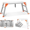 thumbnail image 1 of Multifunctional & Adjustable Work Platform with 330 lbs Capacity, 24 to 35 inches Step Ladder, Aluminum Folding Scaffolding Ladder, Heavy Duty Portable Bench Ladder Stool with Non-Slip Feet, 1 of 9