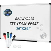 Orientools 36” x 24” Magnetic Dry Erase Board/Whiteboard with Silver Aluminum Frame, Wall Mounted