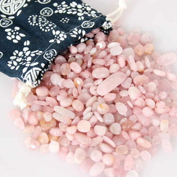 Orientrea 1.1lb Natural Crushed Rose Quartz Crystal Tumbled Chips-Healing Crystals Chips Bulk, Crushed Crystal Gemstones for Crafts, Beautiful Package for Gift