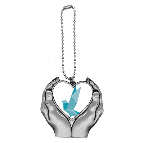 Origa Grenn Pigeon Pattern Car Keychain Heart Pendant Ornament Charm
