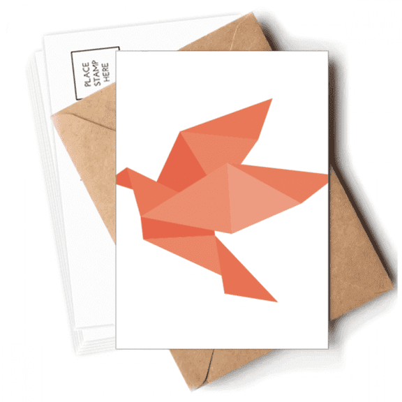 Origa Red Bird Pattern Postcards Envelopes Blank Note Cards Mailing