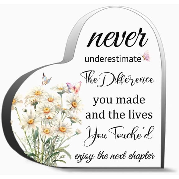 Origach Daisy Enjoy The Next Chapter Acrylic Keepsake For Retired Colleague Coworker Leaving Gifts F For Friends, Gifts For Family Coworker Home Decorative Signs 4"L x 4"W x 0.4"H Inch