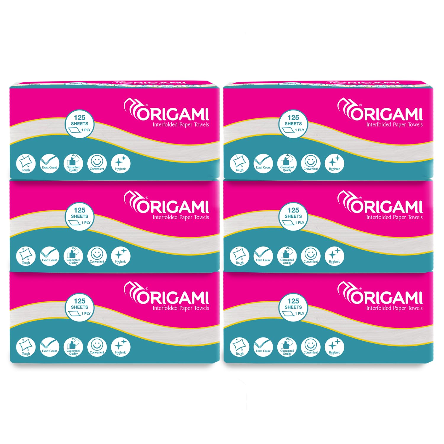 Origami 1 Ply Interfolded Eco Friendly Paper Towel Tissues Pack Of 6