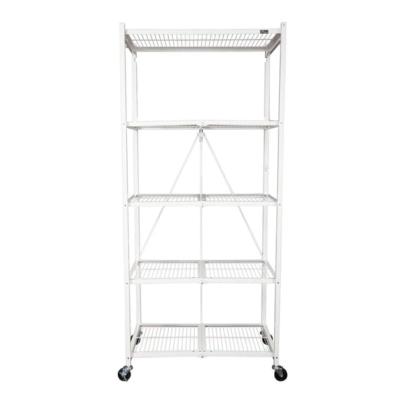 Origami 2 Pack Large Wheeled 5-Shelf Folding Steel Wire Shelving Rack