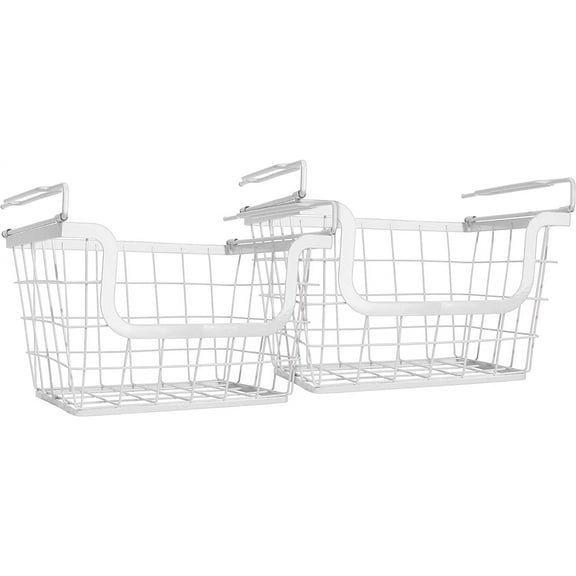 Origami 2-Pack Metal Stacking Baskets - Undershelf Storage Basket for Origami Shelves and Desks
