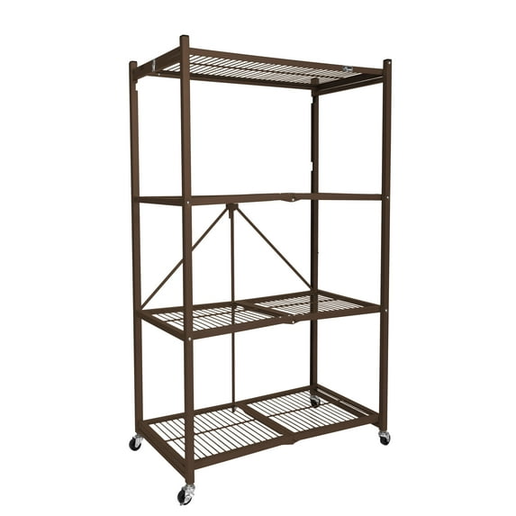 Origami 4-Shelf R5 Series Storage Rack with Wheels, Bronze