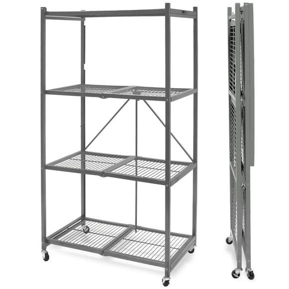 Origami 4-Shelf R5 Series Storage Rack with Wheels, Gray