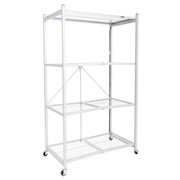 Origami 4-Shelf R5 Series Storage Rack with Wheels, White