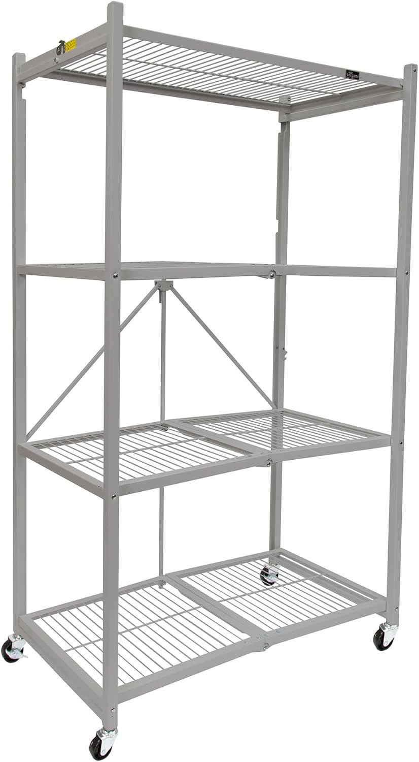 Origami 4 Tier Foldable Heavy Duty Metal Garage Storage Rack with