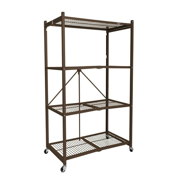 Origami 4 Tier Folding Storage Rack w/ Set of 4 Magnetic Wire Shelf Liners