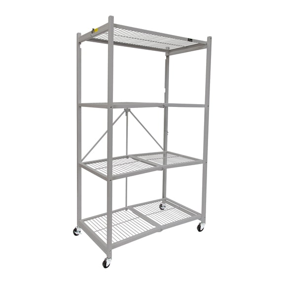 Origami 4 Tier Folding Storage Rack w/ Set of 4 Magnetic Wire Shelf Liners