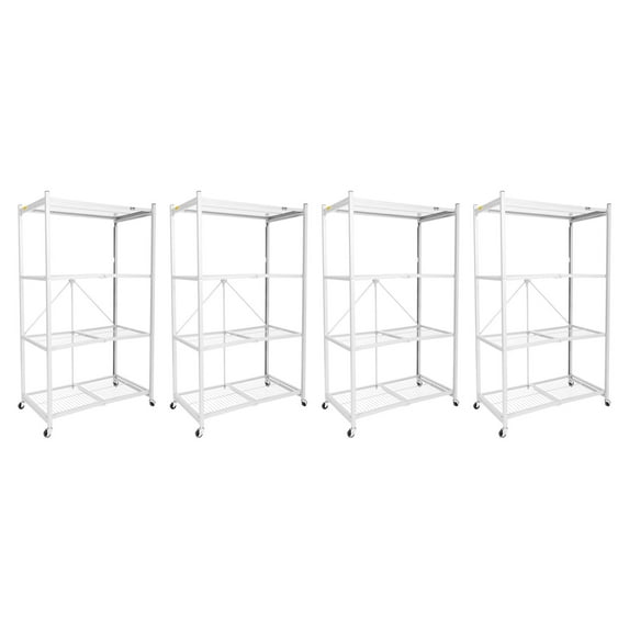 Origami 4-Pack R5-06W 4-Shelf Folding Steel Wire Shelving Storage, White