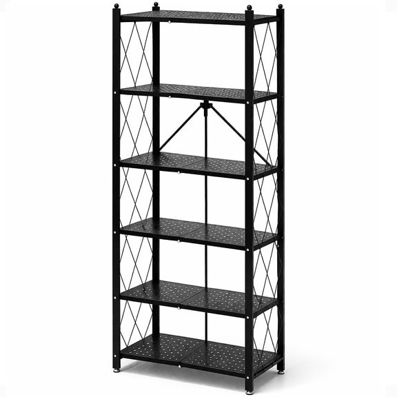 Origami 6 Shelf Bookcase Open Organizer Freestanding Living Room Shelves