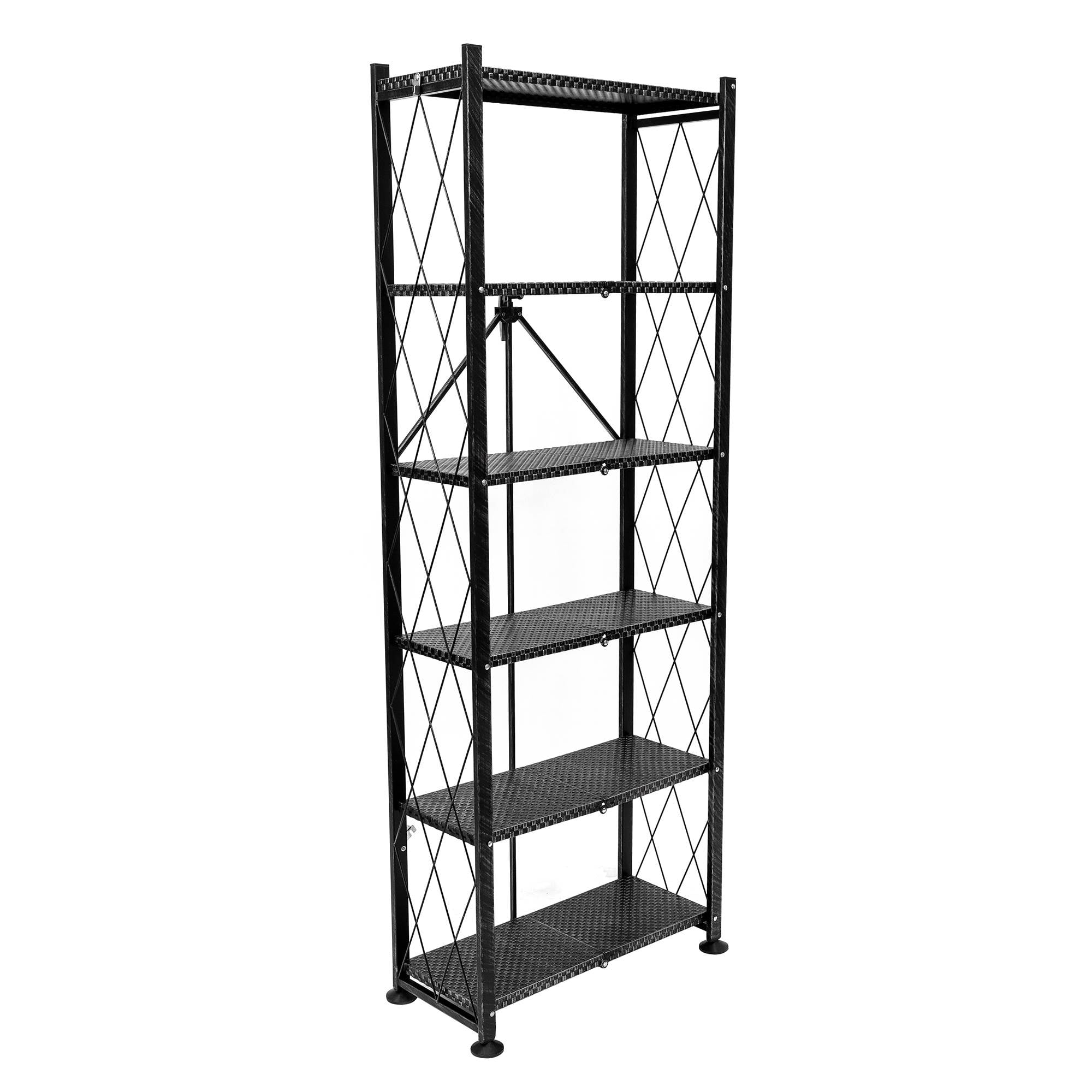Origami Black 6-Tier Stamped Steel Bookcase Organizer Rack