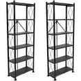 thumbnail image 1 of Origami 6 Tier Classic Steel Bookcase Organizer Storage Rack, Black (2 Pack), 1 of 8