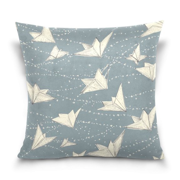 Origami Birds Pattern 18x18 Inch Plush Velvet Pillowcase Double Sided Print, Hidden Zipper