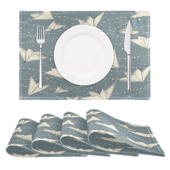 Origami Birds Pattern Reversible Placemat Non Slip Coffee Mat 18x12 Inch for Dining, Kitchen, Coffee