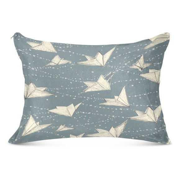 Origami Birds Pattern Soft Plush Pillow Cover, Zippered Design, Comfortable for Bedroom and Sofa