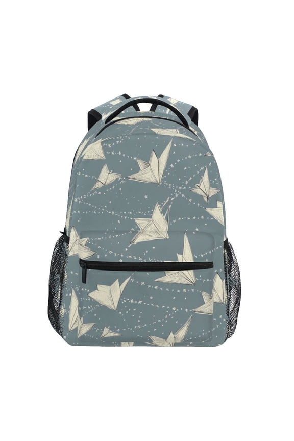 Origami Birds Pattern Stylish Large Backpack 15L Self-Standing Durable Twill for School, Office and Travel Use