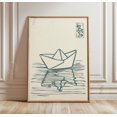Origami Boat Poster, Minimal Japanese Wall Art, Line Drawing Water ...