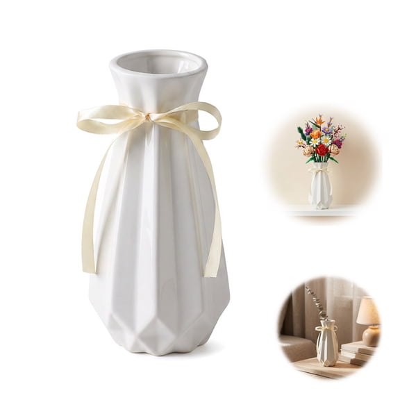 Origami Ceramic Vase, 7.9" H, Artistic Design Flower Vase Geometrical Style for Modern Home Decoration