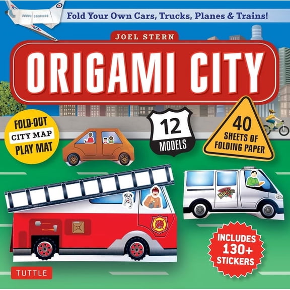 Pre-Owned Origami City Kit : Fold Your Own Cars, Trucks, Planes & Trains!: Kit Includes Origami Book, 12 Projects, 40 Origami Papers, 130 Stickers and City Map (Mixed media product)