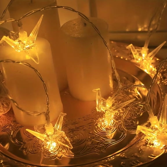 Origami Crane LED String Lights Warm White Fairy Decor 33ft