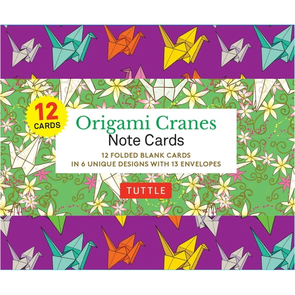 Origami Cranes Note Cards- 12 Cards: In 6 Designs with 13 Envelopes (Card Sized 4 1/2 X 3 3/4 Inch) (Other)