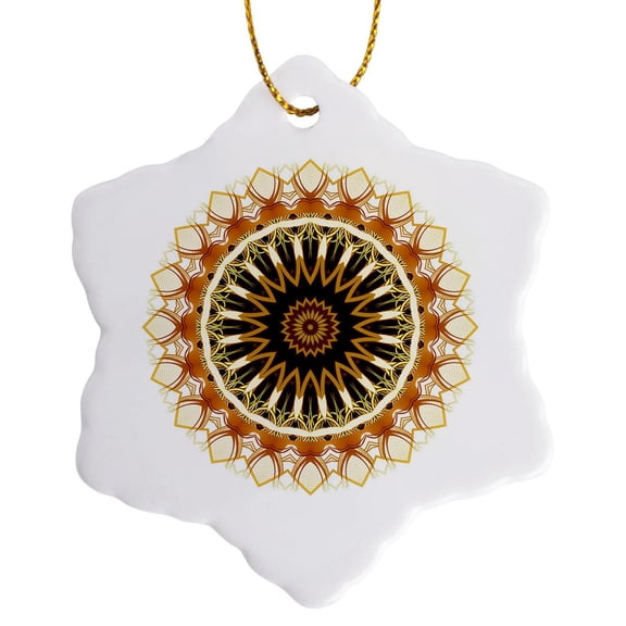 3drose, Origami Flower Box Mandala, 3 inch Snowflake Porcelain Ornament