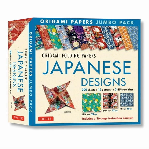 Origami Folding Papers Jumbo Pack: Japanese Designs : 300 High-Quality Origami Papers in 3 Sizes (6 inch; 6 3/4 inch and 8 1/4 inch) and a 16-page Instructional Origami Book (Mixed media product)