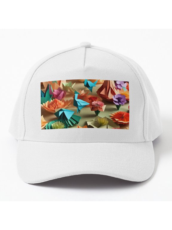 Origami Harvest Haven Baseball Cap, Local Farmers Market Paper Art Graphic Design, Classic Hat