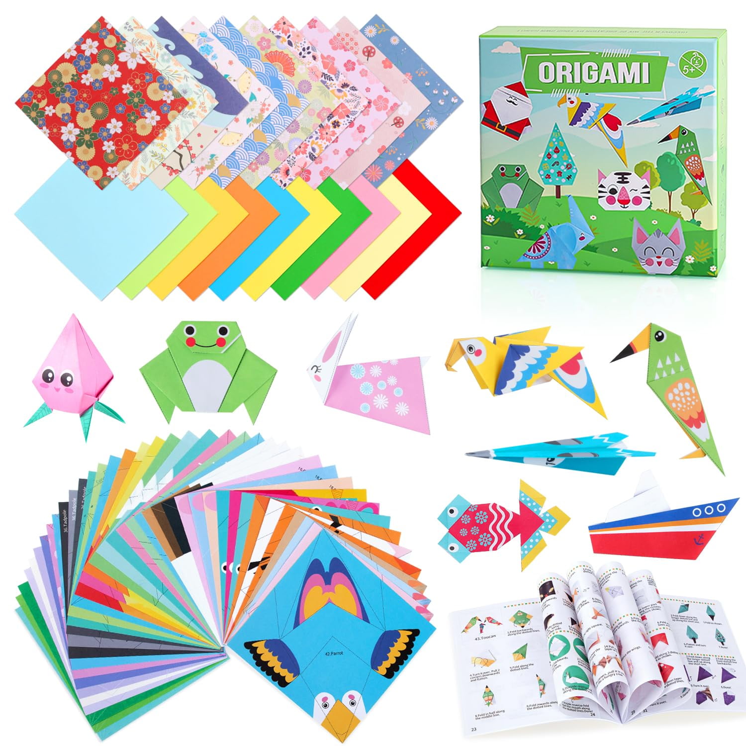 Origami for Kids DHF10 Crafts, 350 PCS Origami Kit, Vivid 200 Cartoon ...