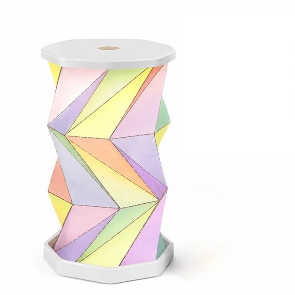 Origami Lantern Portable Night Light Folding Desk Paper Lamp | Soft ambient glow, Compact travel decor, Tabletop use, Pastel geometric pattern, Room accent(1pc)