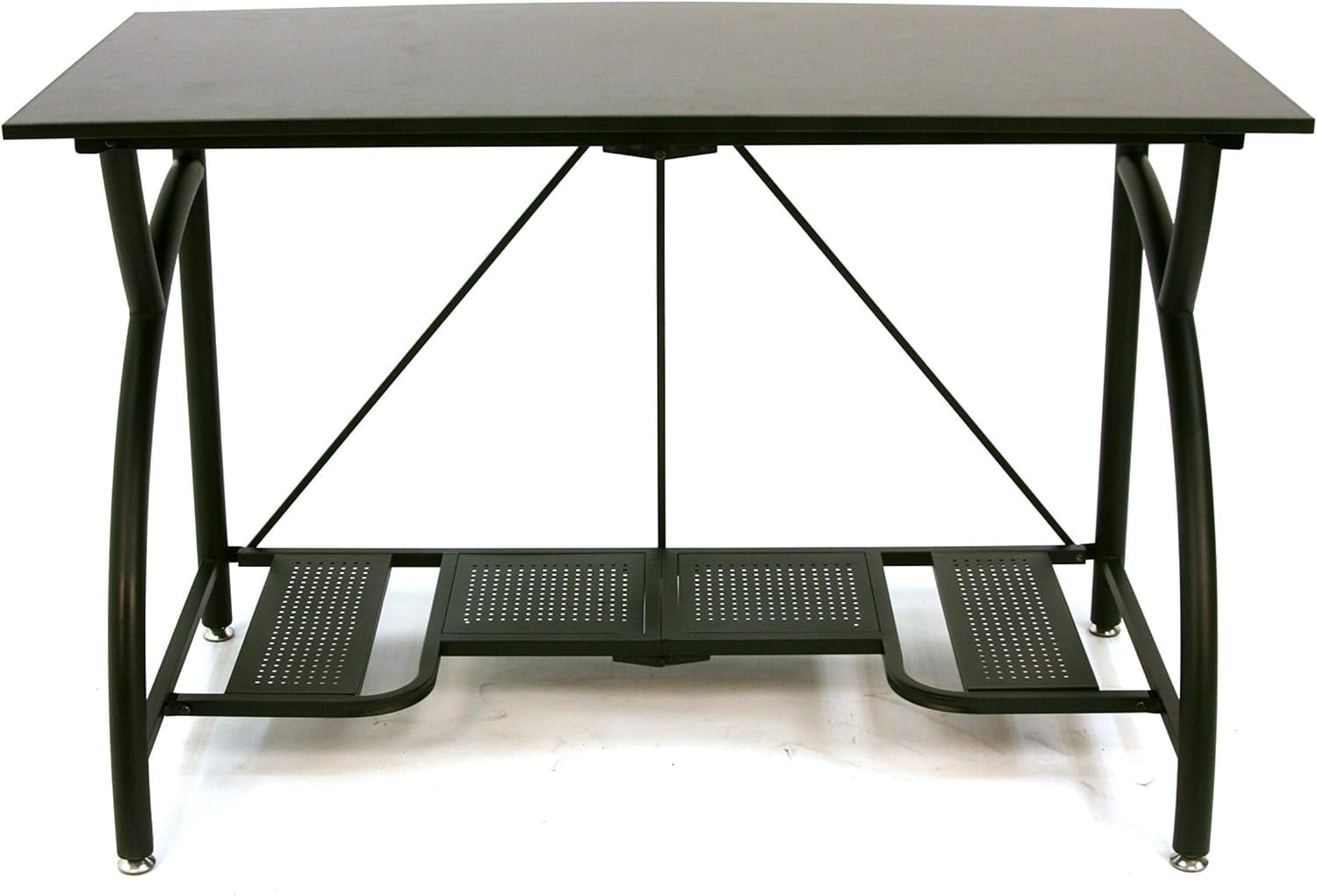 Origami Black Steel and Wood Folding Desk with Shelf