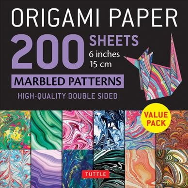 Pre-Owned Origami Paper 200 sheets Marbled Patterns 6" (15 cm): Tuttle Origami Paper: High-Quality Double Sided Origami Sheets Printed with 12 Different ... (Instructions for 6 Projects Paperback