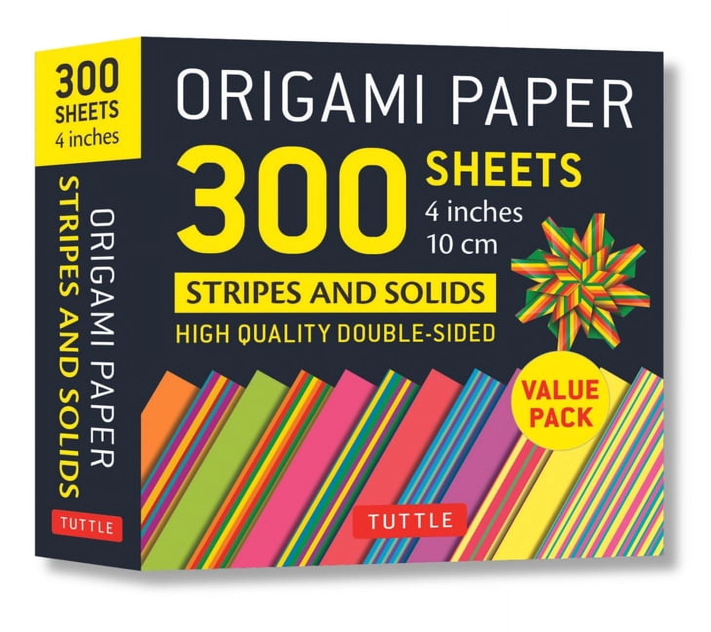 TUTTLE PUBLISHING Origami Paper 300 Sheets Stripes and Solids 4 (10 CM): Tuttle Origami Paper: Double-Sided Origami Sheets Printed with 12 Different Designs (Other)